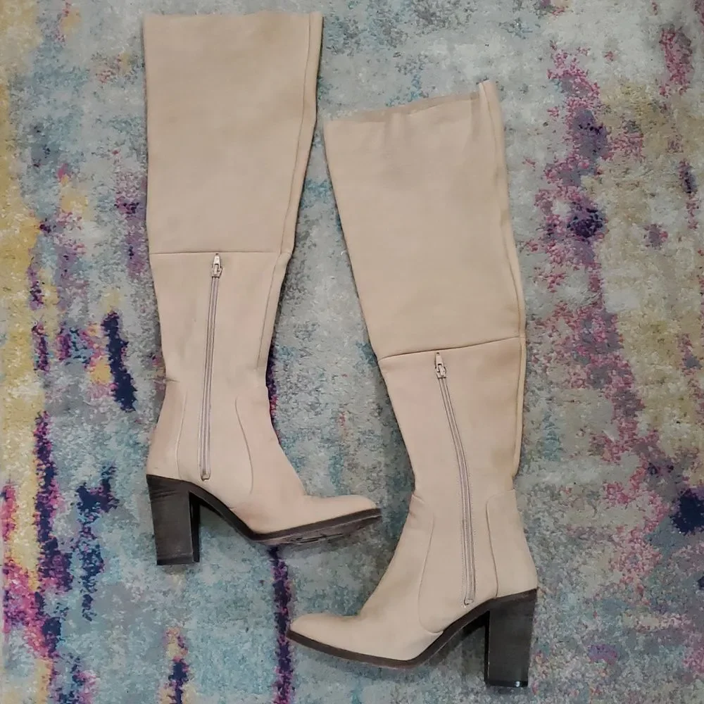 Free People Over The Knee Nubuck Leather Boots Made in Bolivia Size 36 or 5.5